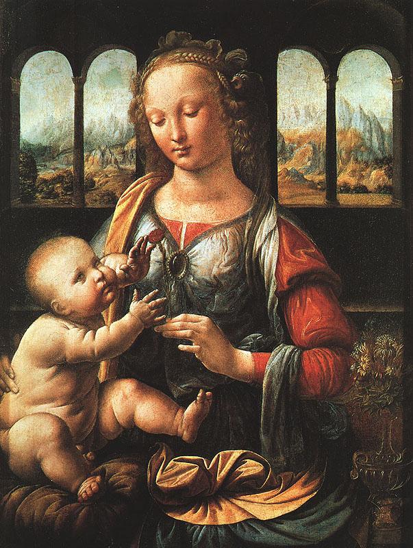  Leonardo  Da Vinci The Madonna of the Carnation Sweden oil painting art